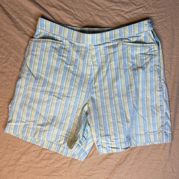 St. John's Bay Pants - Vintage Y2K St John’s Bay High Waist Baby Blue Plaid Shorts Size 12